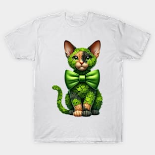 Clover Cornish Rex Cat St Patricks Day T-Shirt